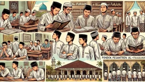 "Santri Al-Furqon MBS Cibiuk Garut sedang berbagi pengalaman tentang kehidupan di pesantren, mengajarkan ilmu agama, kedisiplinan, kemandirian, dan kepemimpinan, serta partisipasi dalam kegiatan sosial sebagai bagian dari perjalanan hidup yang membentuk karakter dan jati diri."